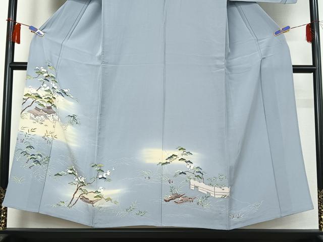 平和屋着物▽訪問着　単衣　友禅　風景花文　暈し染め　金彩　正絹　逸品　AABH8625jh