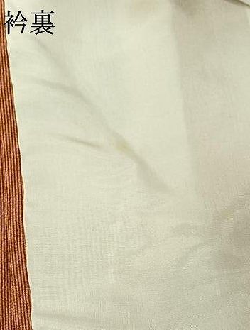 平和屋着物▽江戸小紋　単衣　万筋　杏色×褐色　正絹　逸品　AABH8627jh