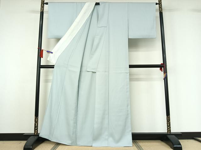 平和屋着物▽上質な色無地　単衣　水色　正絹　逸品　AABH8628jh