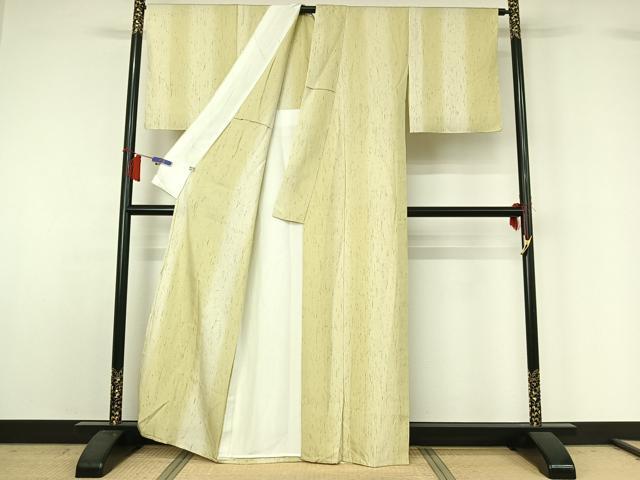 平和屋着物▽ぜんまい紬　単衣　たてぼかし　反端付き　正絹　逸品　AABH8631jh