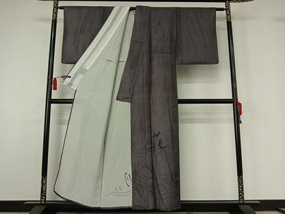 平和屋着物▽訪問着　無双　紗袷　紗×絽　流水文　花鳥風月　正絹　逸品　AABH8633jh