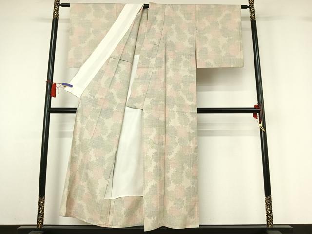 平和屋着物▽本場結城紬　単衣　80亀甲　雪輪文　正絹　逸品　AABH8634jh