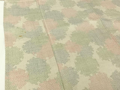 平和屋着物▽本場結城紬　単衣　80亀甲　雪輪文　正絹　逸品　AABH8634jh