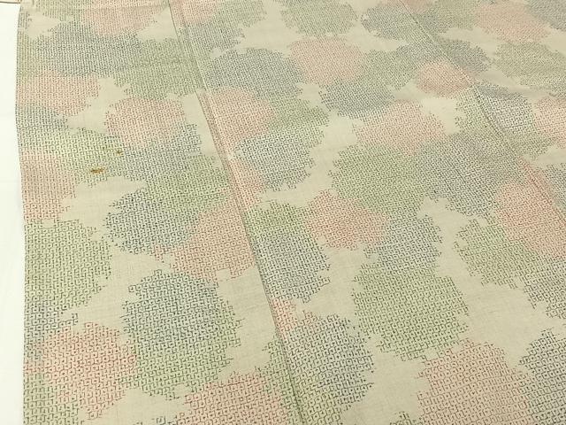 平和屋着物▽本場結城紬　単衣　80亀甲　雪輪文　正絹　逸品　AABH8634jh