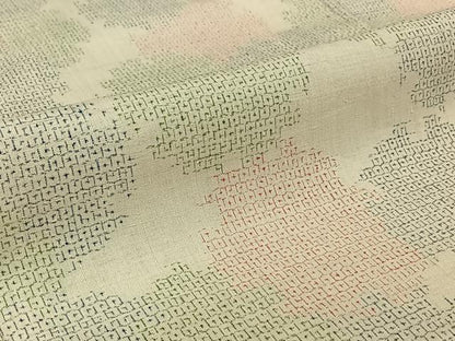 平和屋着物▽本場結城紬　単衣　80亀甲　雪輪文　正絹　逸品　AABH8634jh