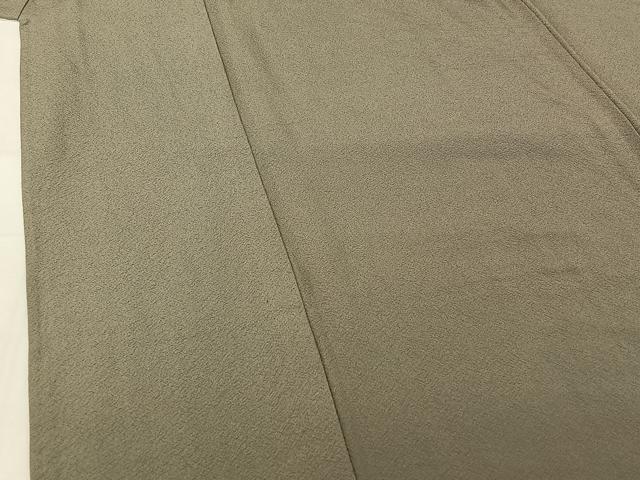 平和屋着物▽上質な色無地 単衣 利休鼠色 鬼しぼ縮緬 正絹