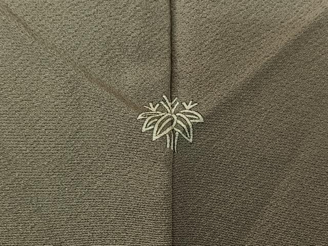 平和屋着物▽上質な色無地　単衣　利休鼠色　鬼しぼ縮緬　正絹　逸品　AABH8637jh 平和屋着物▽上質な色無地 単衣 利休鼠色 鬼しぼ縮緬 正絹