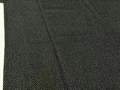 平和屋着物▽お召　単衣　十字絣　黒地　正絹　逸品　AABH8639jh