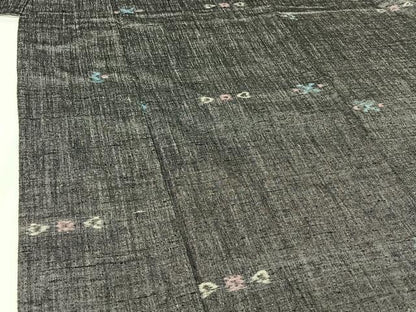 平和屋着物▽上質な紬　単衣　幾何学文様　正絹　逸品　AABH8640jh