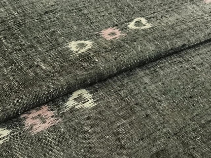 平和屋着物▽上質な紬　単衣　幾何学文様　正絹　逸品　AABH8640jh
