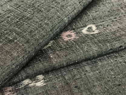 平和屋着物▽上質な紬　単衣　幾何学文様　正絹　逸品　AABH8640jh