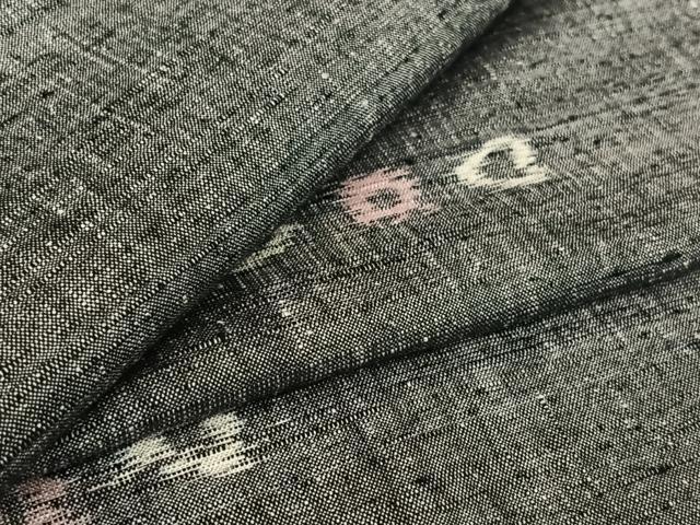 平和屋着物▽上質な紬　単衣　幾何学文様　正絹　逸品　AABH8640jh
