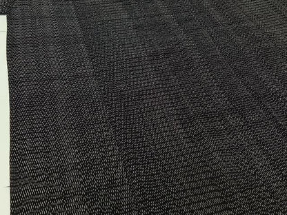 平和屋着物▽上質な紬　単衣　変わり縞　黒地　正絹　逸品　AABH8641jh