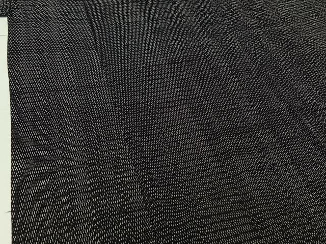 平和屋着物▽上質な紬　単衣　変わり縞　黒地　正絹　逸品　AABH8641jh