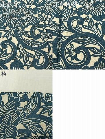 平和屋着物▽上質な小紋　単衣　花唐草文　正絹　逸品　AABH8642jh