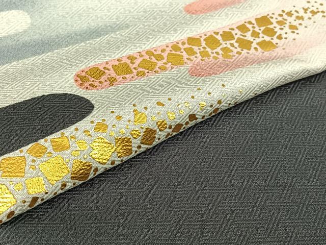平和屋着物▽訪問着 単衣 霞文 金彩 洗える着物 AABH8643jh