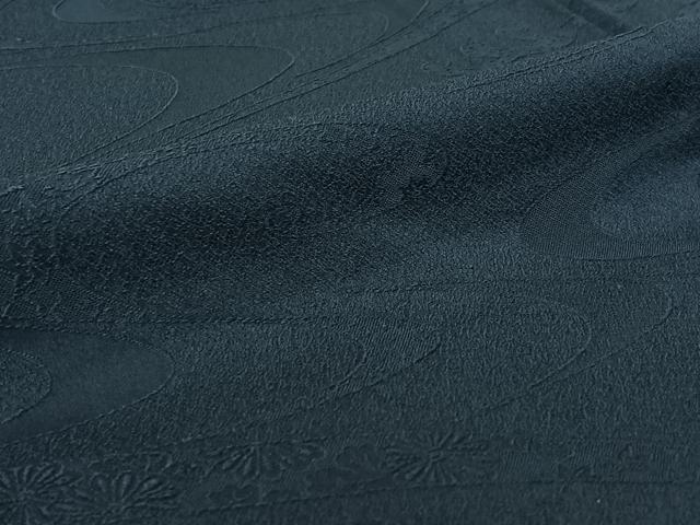 平和屋着物▽上質な色無地　単衣　流水花地紋　濃藍色　正絹　逸品　AABH8644jh