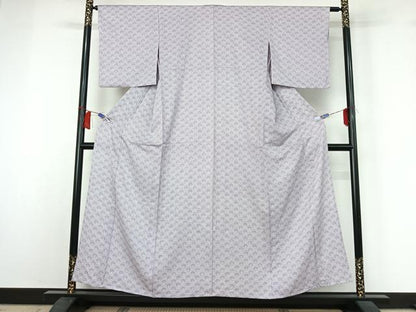 平和屋着物▽上質な小紋　単衣　青海波花文　正絹　逸品　AABH8647jh