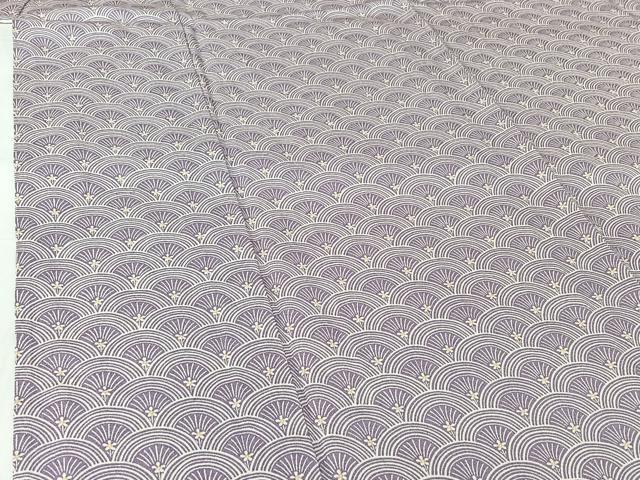 平和屋着物▽上質な小紋　単衣　青海波花文　正絹　逸品　AABH8647jh
