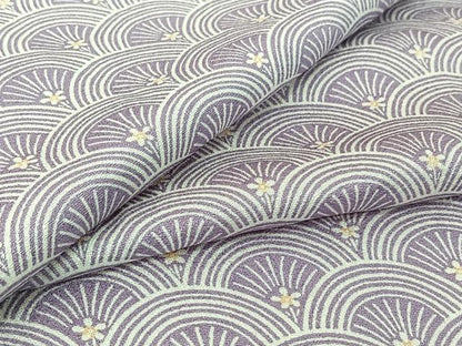 平和屋着物▽上質な小紋　単衣　青海波花文　正絹　逸品　AABH8647jh