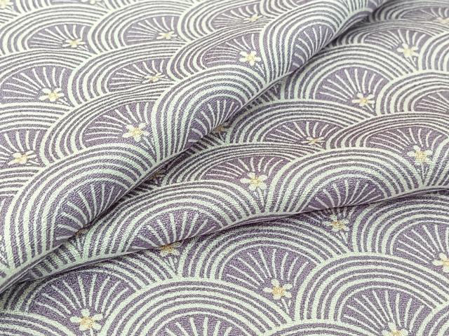 平和屋着物▽上質な小紋　単衣　青海波花文　正絹　逸品　AABH8647jh