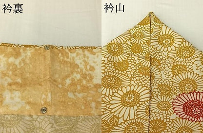平和屋着物▽上質な小紋　単衣　紬地　型染め　花尽くし文　正絹　逸品　AABH8649jh
