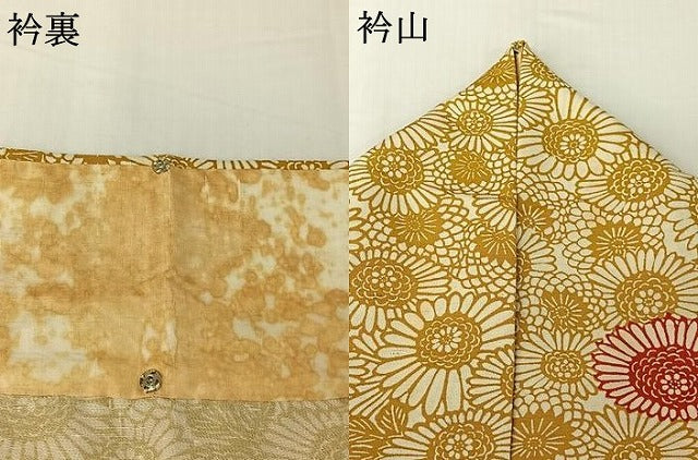 平和屋着物▽上質な小紋　単衣　紬地　型染め　花尽くし文　正絹　逸品　AABH8649jh