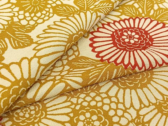 平和屋着物▽上質な小紋　単衣　紬地　型染め　花尽くし文　正絹　逸品　AABH8649jh