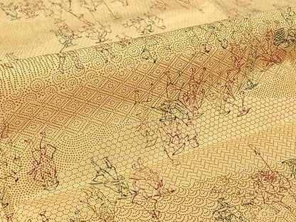 平和屋着物▽上質な小紋　単衣　人物文　正絹　逸品　AABH8650jh