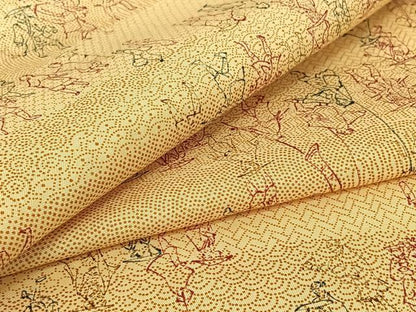 平和屋着物▽上質な小紋　単衣　人物文　正絹　逸品　AABH8650jh