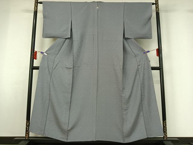 平和屋着物▽上質な色無地　単衣　有栖川地紋　銀鼠色　正絹　逸品　AABH8655jh