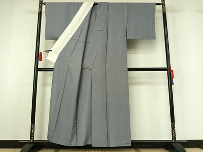 平和屋着物▽上質な色無地　単衣　有栖川地紋　銀鼠色　正絹　逸品　AABH8655jh