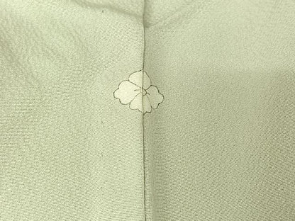 平和屋着物▽無地絵羽訪問着 単衣 風景人物地紋 蕎麦切色 正絹 逸品 AABH8657jh