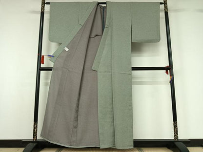 平和屋着物▽小紋　単衣　格子　洗える着物　AABH8660jh