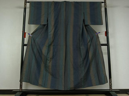 平和屋着物▽上質な紬　単衣　霞文　正絹　逸品　AABH8661jh
