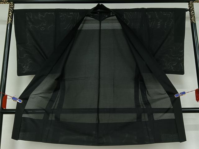 平和屋着物▽長羽織　スリーシーズン　春夏秋　塵除け　暗黒色　正絹　逸品　AABH8663jh