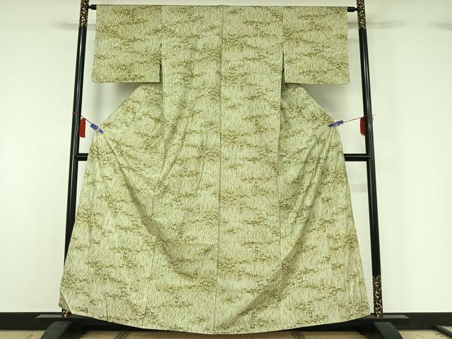 平和屋着物▽本場大島紬　染大島　単衣　草葉文　正絹　逸品　AABH8667jh