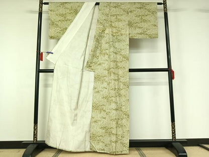 平和屋着物▽本場大島紬　染大島　単衣　草葉文　正絹　逸品　AABH8667jh