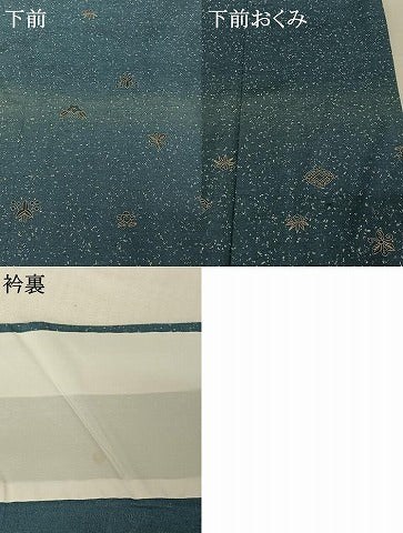 平和屋着物▽上質な小紋　単衣　紬地　草花文　正絹　逸品　AABH8668jh