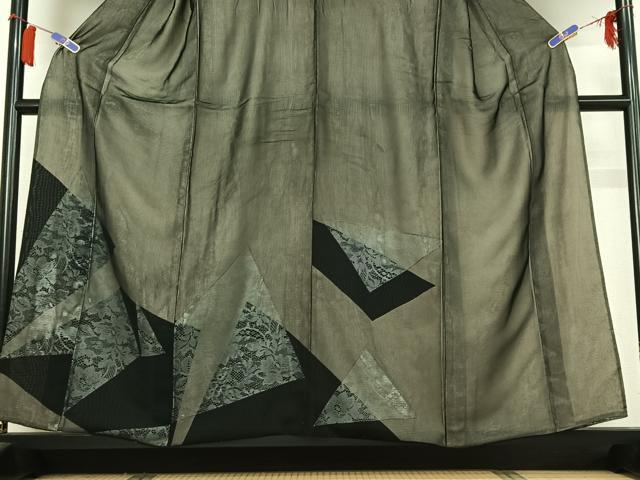 平和屋着物▽訪問着　無双　紗袷　紗×絽　切嵌花文　正絹　逸品　AABH8671jh