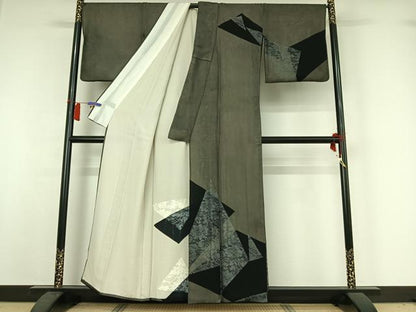 平和屋着物▽訪問着　無双　紗袷　紗×絽　切嵌花文　正絹　逸品　AABH8671jh