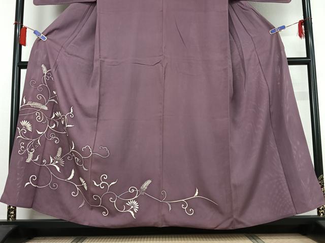 平和屋着物▽豪華色留袖　絽袷　絽×絽　花唐草文　正絹　逸品　AABH8672jh