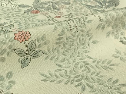 平和屋着物▽上質な小紋　単衣　紬地　手描き　草花文　正絹　逸品　AABH8678jh