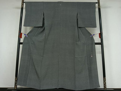 平和屋着物▽寺山存男　江戸小紋　単衣　行儀　黒地　正絹　逸品　AABH8679jh