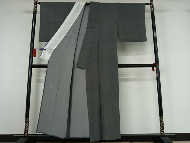 平和屋着物▽寺山存男　江戸小紋　単衣　行儀　黒地　正絹　逸品　AABH8679jh