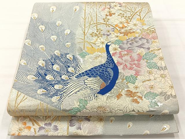 平和屋着物◎六通柄袋帯 唐織 招美の花園 金銀糸 正絹 逸品 AABH8682uk