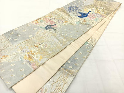 平和屋着物◎六通柄袋帯 唐織 招美の花園 金銀糸 正絹 逸品 AABH8682uk