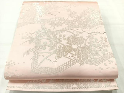 平和屋着物◎両面全通柄袋帯　風景文　銀糸　正絹　逸品　AABH8693uk