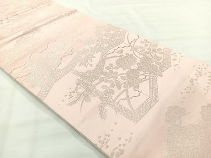 平和屋着物◎両面全通柄袋帯　風景文　銀糸　正絹　逸品　AABH8693uk