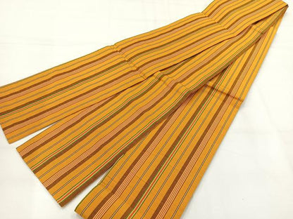 平和屋着物◎半幅帯　紬地　間道　正絹　逸品　AABH8697uk